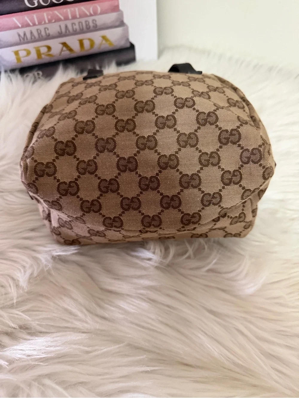 Gucci Brown GG Canvas Mini Boston Style Top-Handle Bag.